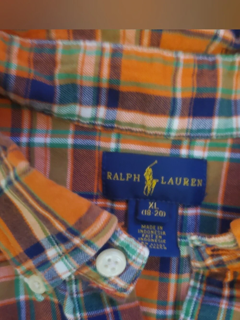 Ralph Lauren Fall Plaid Button Down Long Sleeve Shirt Boys XL 18-20